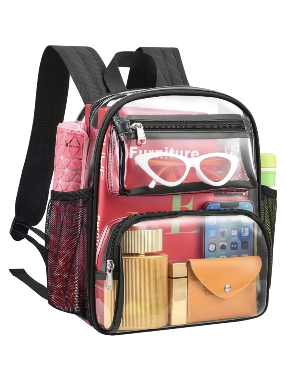 Clear Backpack Stadium Approved 12x10x6 Small Bag PVC Transparent